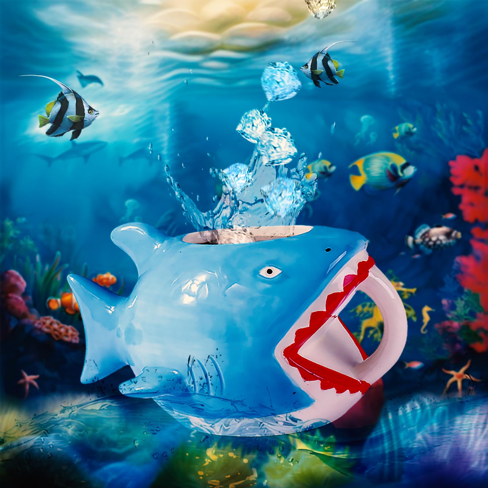 お値下げ　トリッペン　pot shark 美品 Amazon.com | Shark Mug Ceramic 20 oz, 3D Ocean Coffee Mug Latte